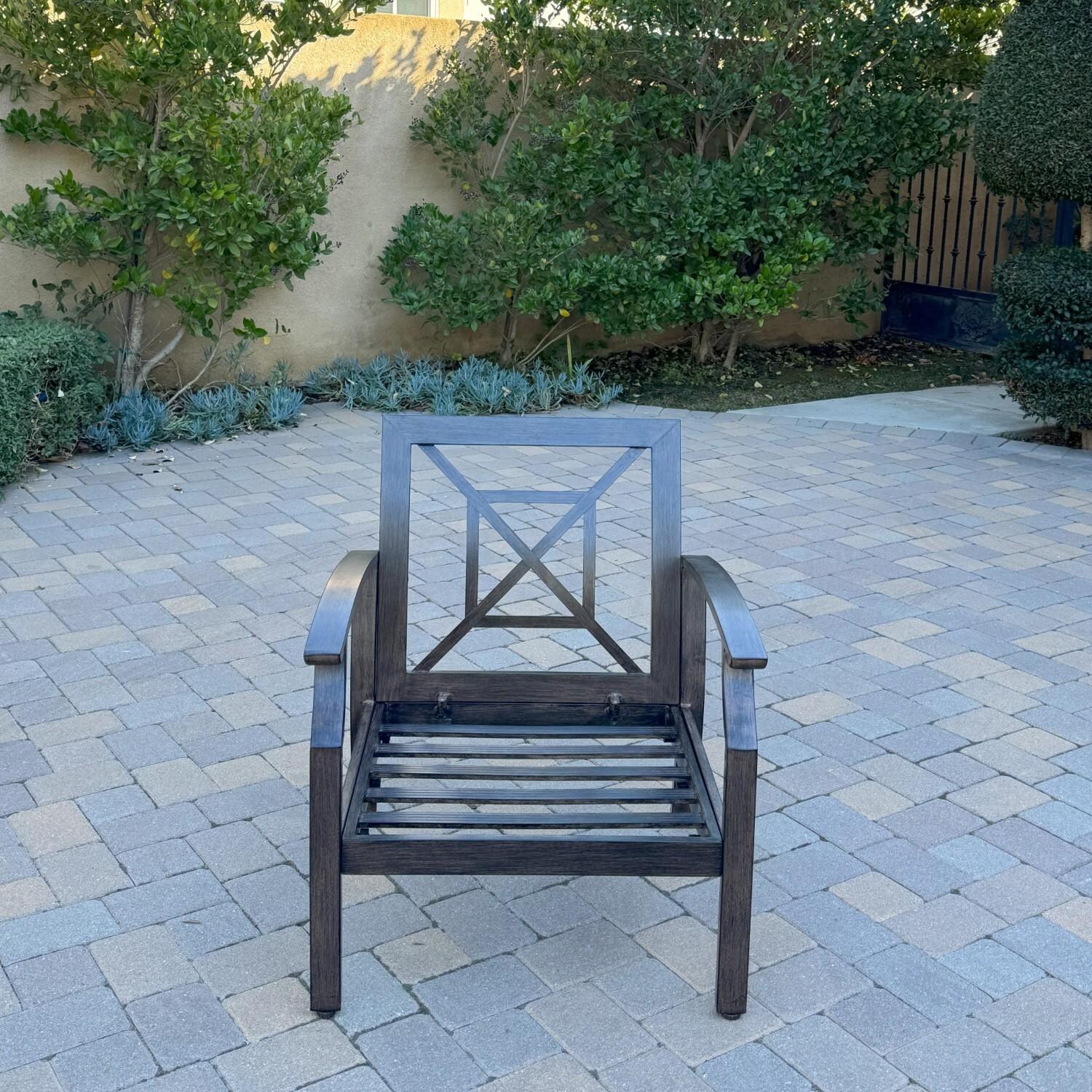 Atlantis 3 Pc Aluminum Seating Set w/ 2 Club Chairs in Walnut/Beige by Darlee - Chair w/o Cushion - Lifestyle thumbnail