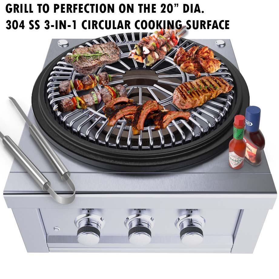 Sunstone SUN24PCB-PB-NG 24 Inch Power Cirque "Flat-Top Griller" - Cooking Grate In Use thumbnail