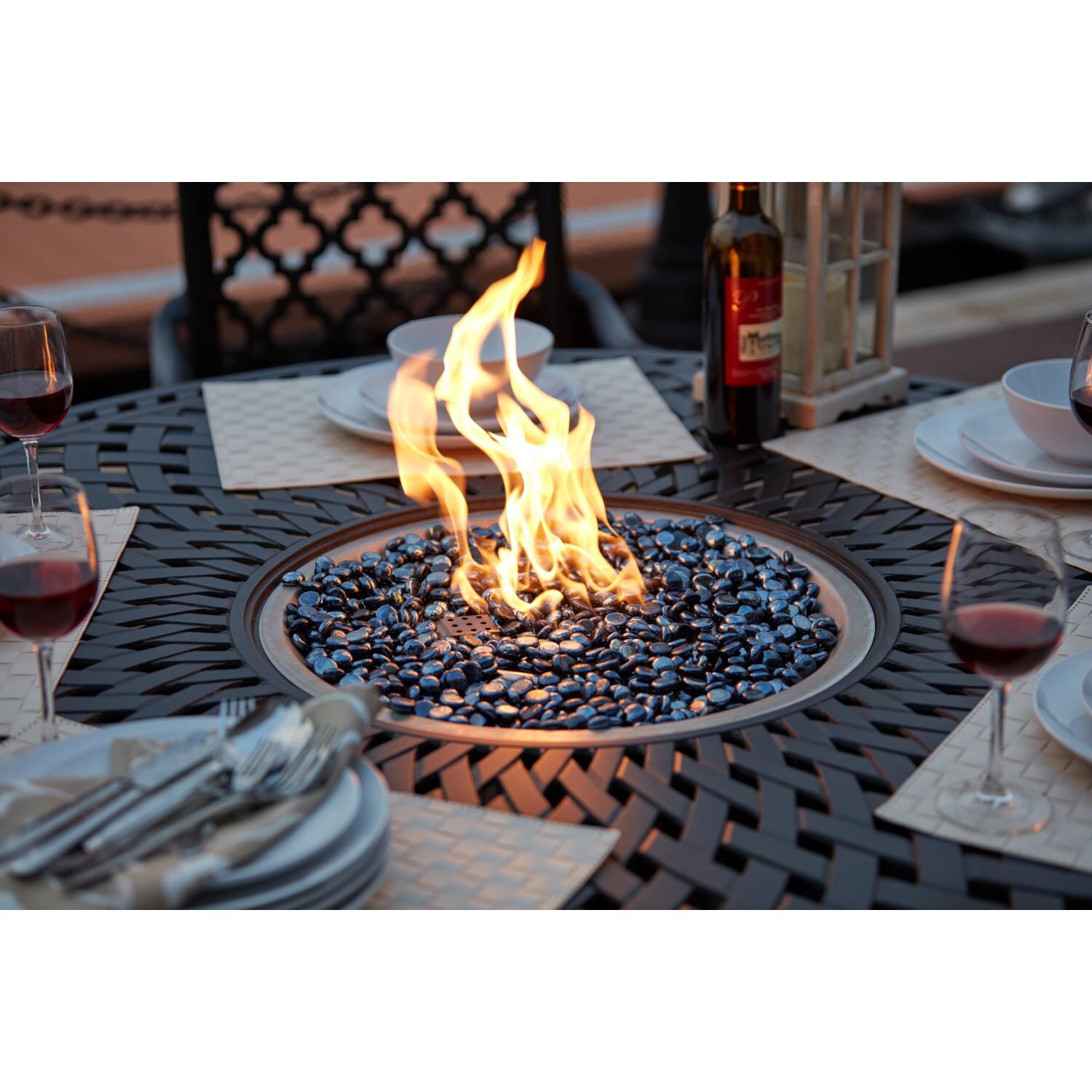 Darlee 201650-7PC-60GD Madison Cast Aluminum 60 Inch Round Fire Pit Dining Table - Lifestyle thumbnail