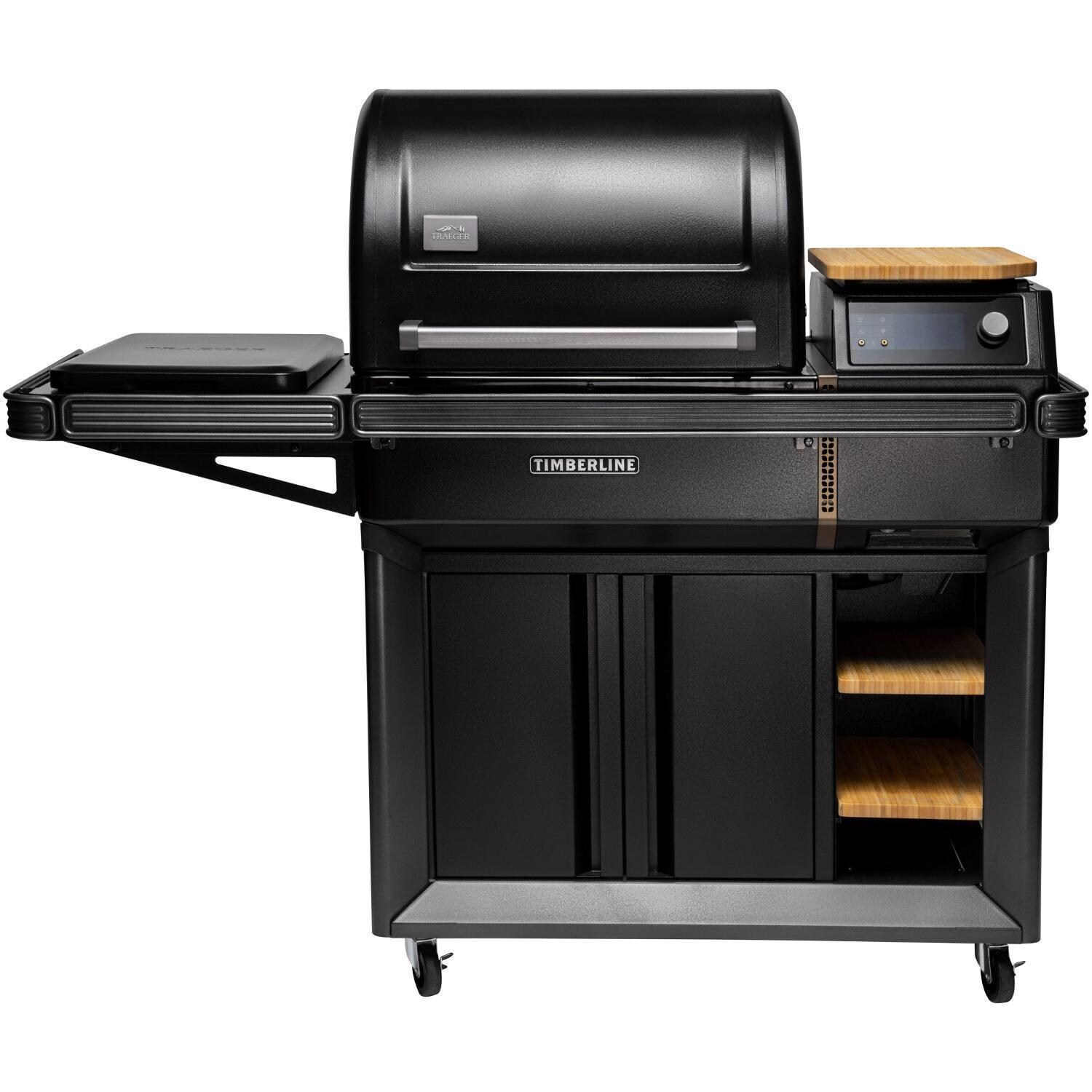 Traeger All-New Timberline Wi-Fi Controlled Wood Pellet Grill w/ WiFire 5 Pc Bundle - Grill Front - White Background thumbnail