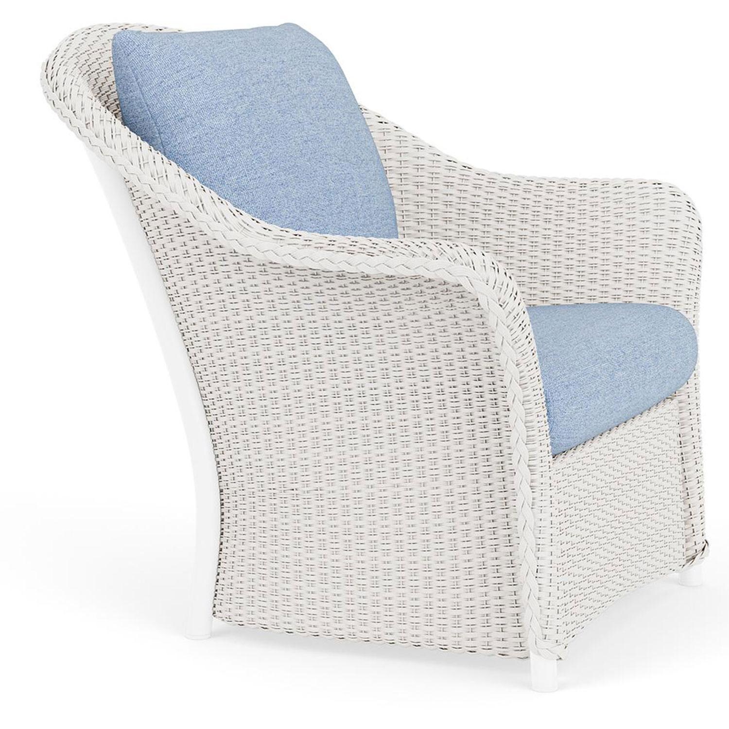 Lloyd Flanders Weekend Retreat Lounge Chair in White Finish W/ Demo Skyway Fabric - Angled thumbnail