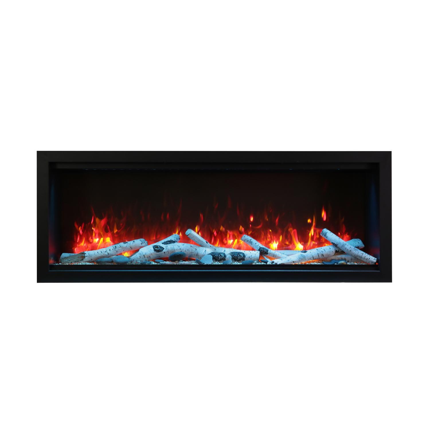 Amantii Symmetry Series Extra Tall Built-In 60-Inch Electric Fireplace with Black Steel Surround - Indoor/Outdoor - SYM-60-XT - Orange Flame thumbnail