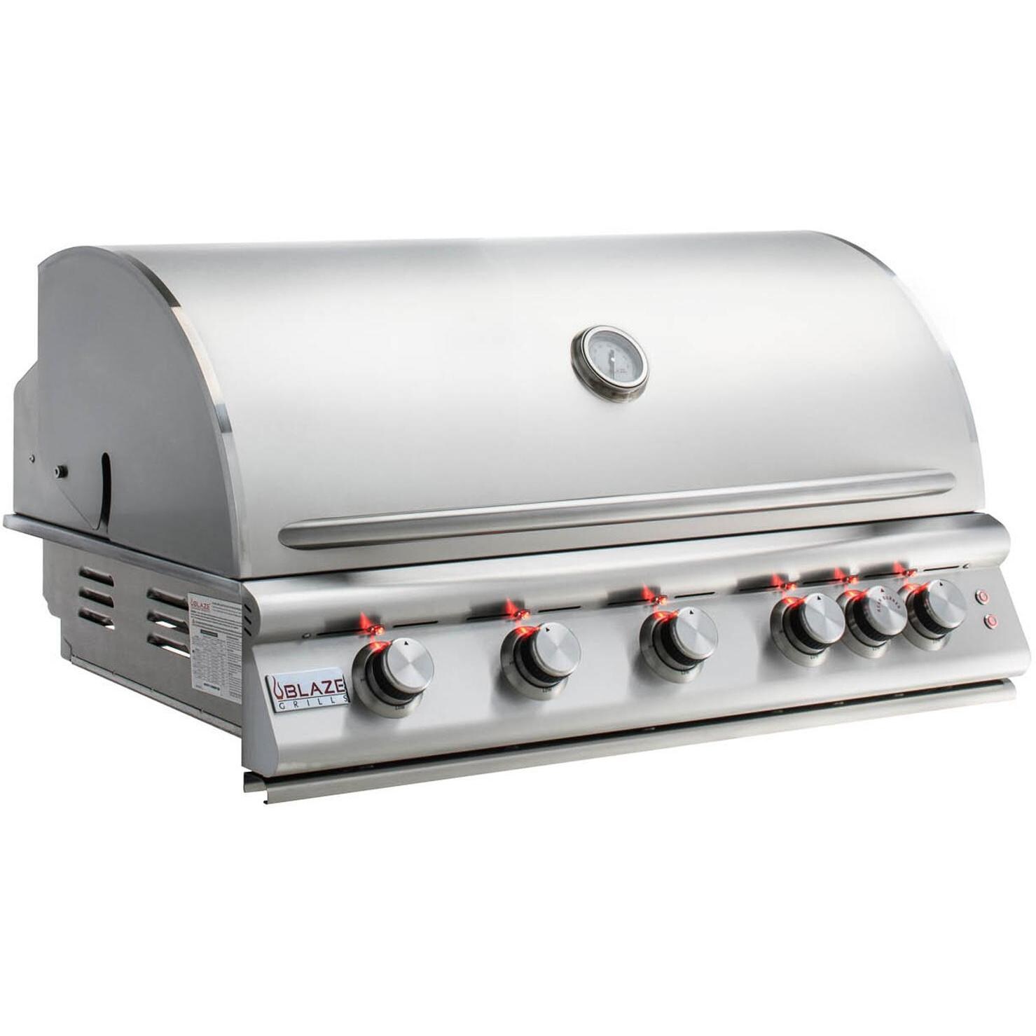 Blaze BLZ-5LTE2-LP Premium LTE 40-Inch 5-Burner Built-In Propane Grill With Rear Infrared Burner & Grill Lights - Hood Closed thumbnail