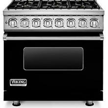 Viking Professional 7 Series 36-Inch 6 Burner Propane Gas Dual Fuel Range - Black - VDR7366BBKLP image