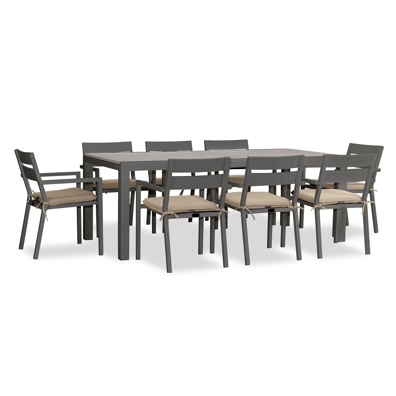Calm Bay 9 Pc Extendable Dining Set in Slate/Barnwood/Heather Beige by Lakeview - White Background 2 thumbnail