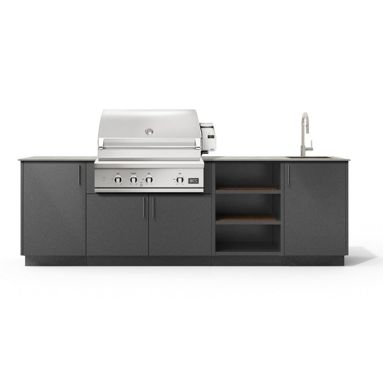 Urban Bonfire Mist 36 Outdoor Kitchen w/ DCS Propane Grill, Sink, Keon Dekton Countertop & Anthracite Finish - B-Mist-36-DCS-Keon-Anthracite
