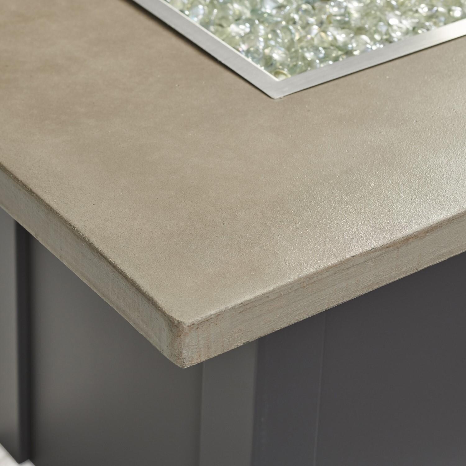 Havenwood 62 Inch Natural Gas Fire Pit Table W/ Pebble Grey Top & Grey Base - Corner - Detail thumbnail