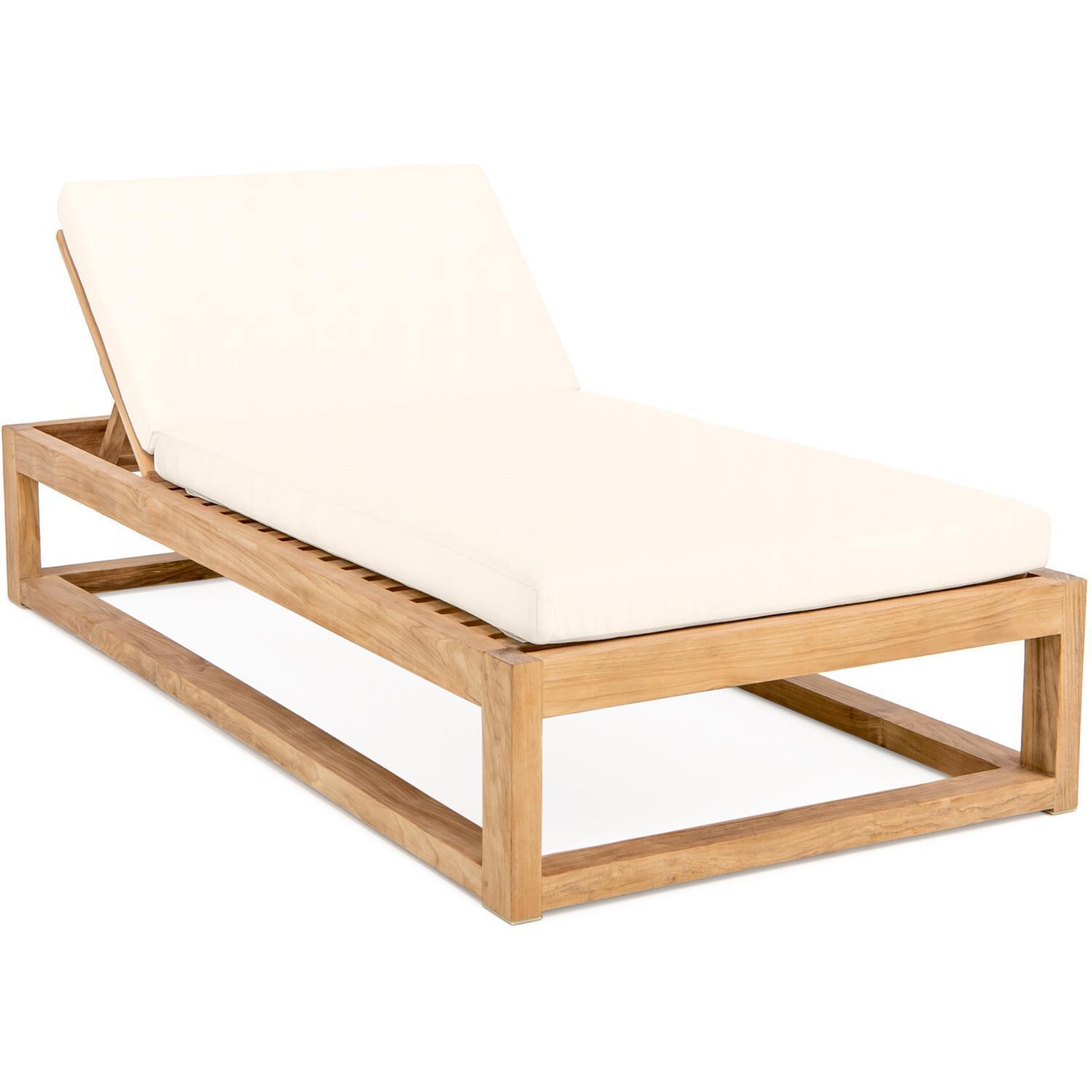 Atlantic Teak Patio Oversized Chaise Lounge in Sand By Teak + Table