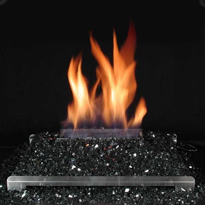 Rasmussen 20-Inch Black ALTERNA See-Thru FireGlitter Set With Vent Free Stainless Steel Chassis Burner thumbnail