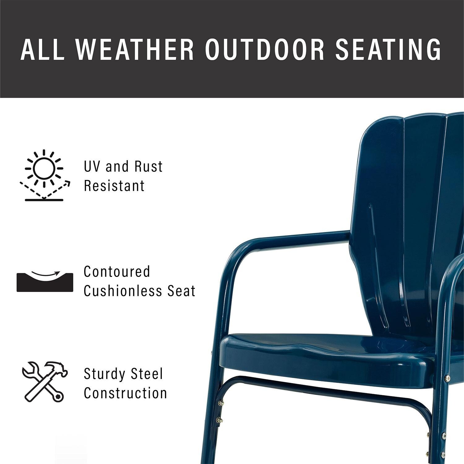 Ultimate Patio UP-32245NV 3Pc Retro Outdoor Chair Set in Navy Blue - Weather Resistant - Diagram thumbnail