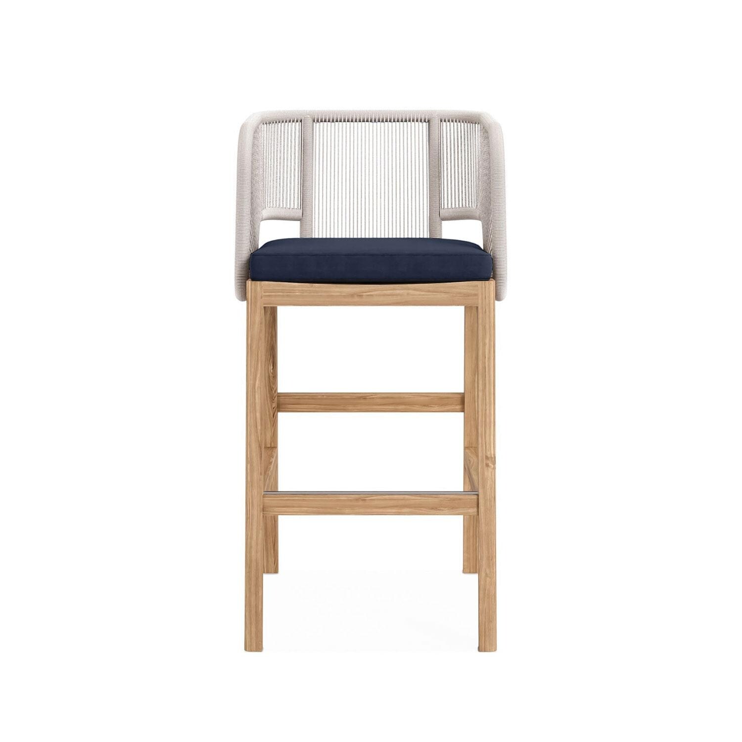 Willowlake Teak Bar Chair in Indigo by Lakeview Outdoor Designs - Front View - White Background thumbnail