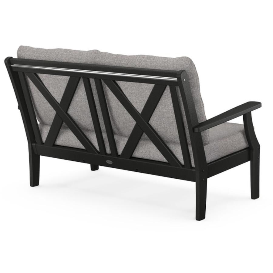 POLYWOOD Braxton Deep Seating Settee in Black / Grey Mist Rear View thumbnail