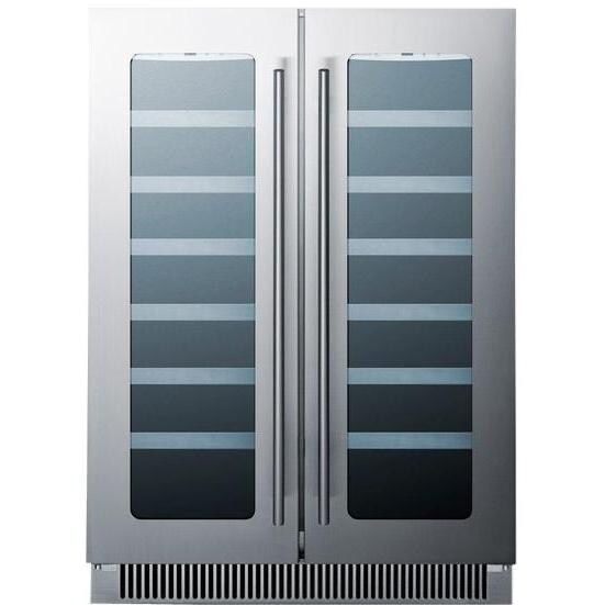 Summit Classic 24-Inch 42 Bottle Dual Zone Wine Cellar / Cooler - Stainless Steel / Black Cabinet - CLFD24WC