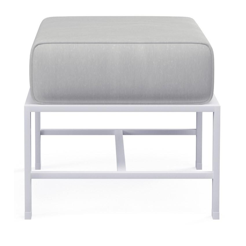 Bristol Aluminum Ottoman w/ Self Welt in White/Canvas Granite by Sunset West - White Background thumbnail