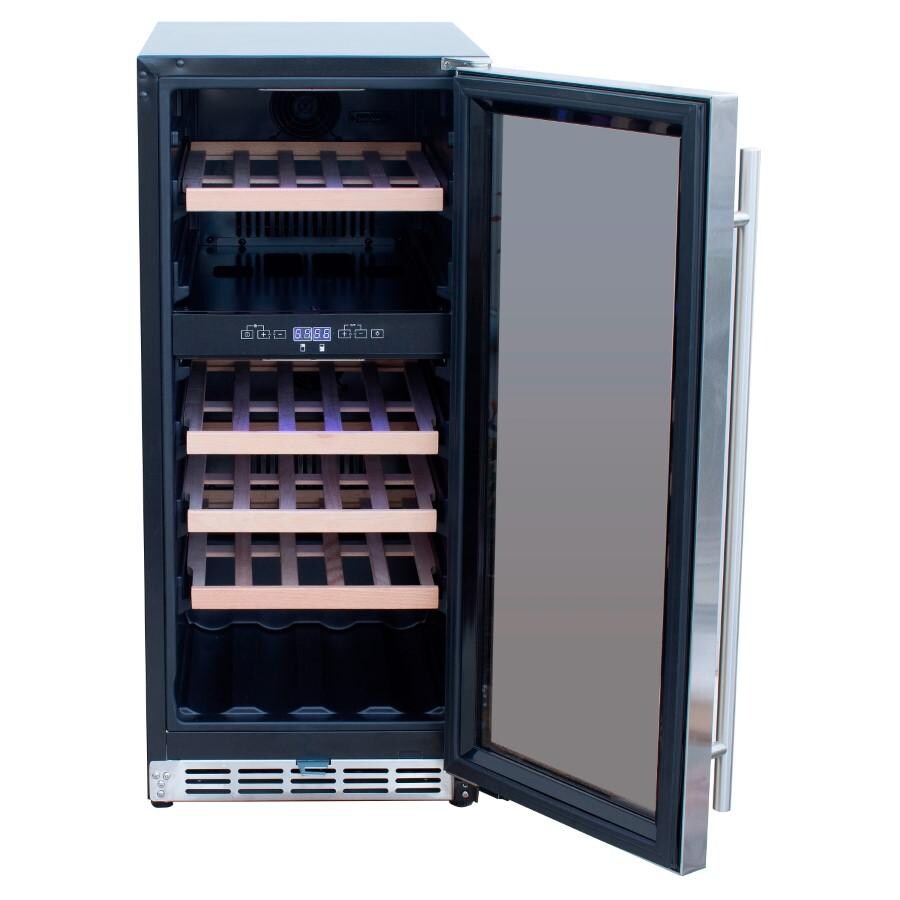 American Made Grills AMG-RFR-15WD 15-Inch Outdoor Rated Dual Zone Wine Cooler - Empty Open Front View thumbnail