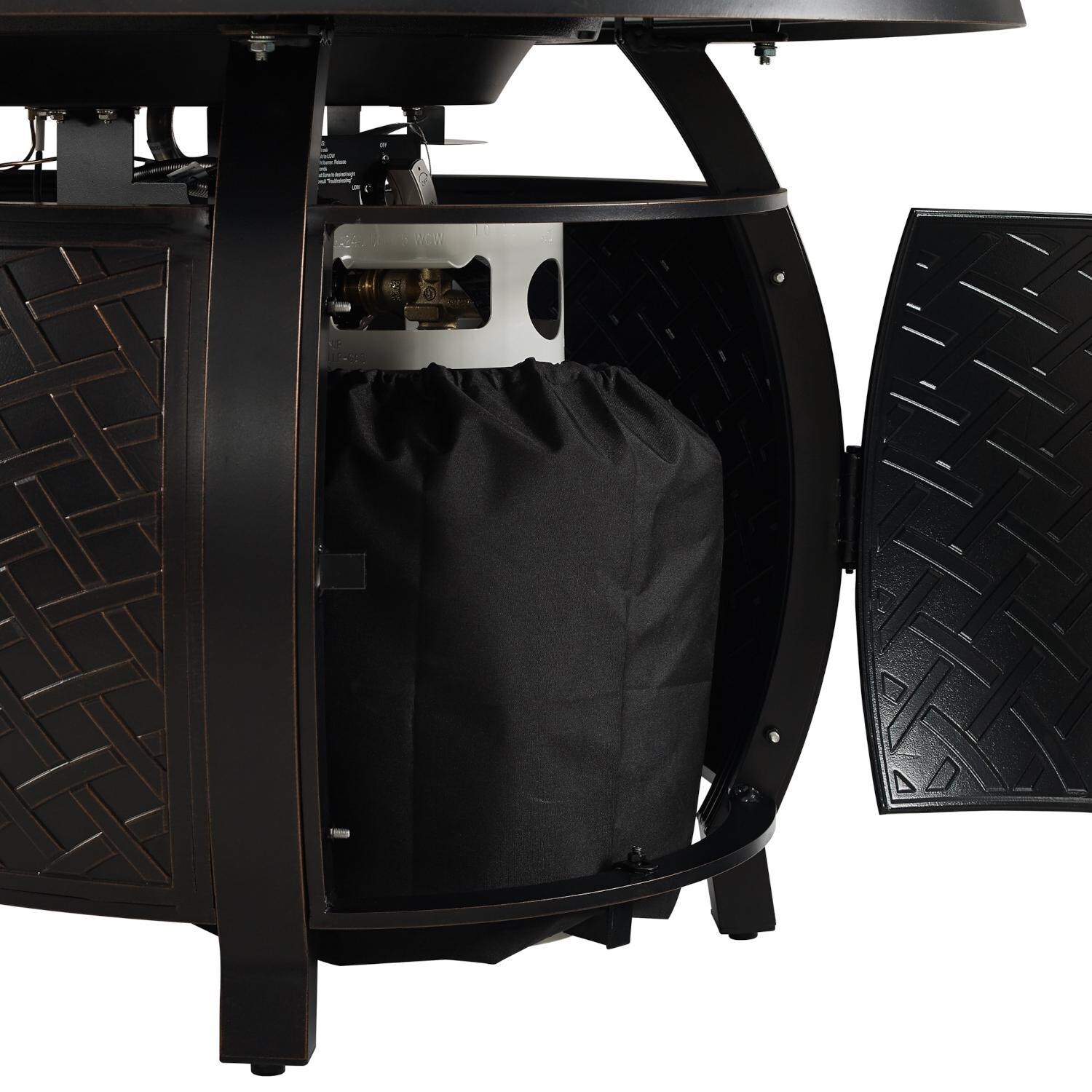 Ultimate Patio 63222 Palm Way 48-Inch Oval Aluminum Propane Gas Fire Pit - Tank Storage thumbnail