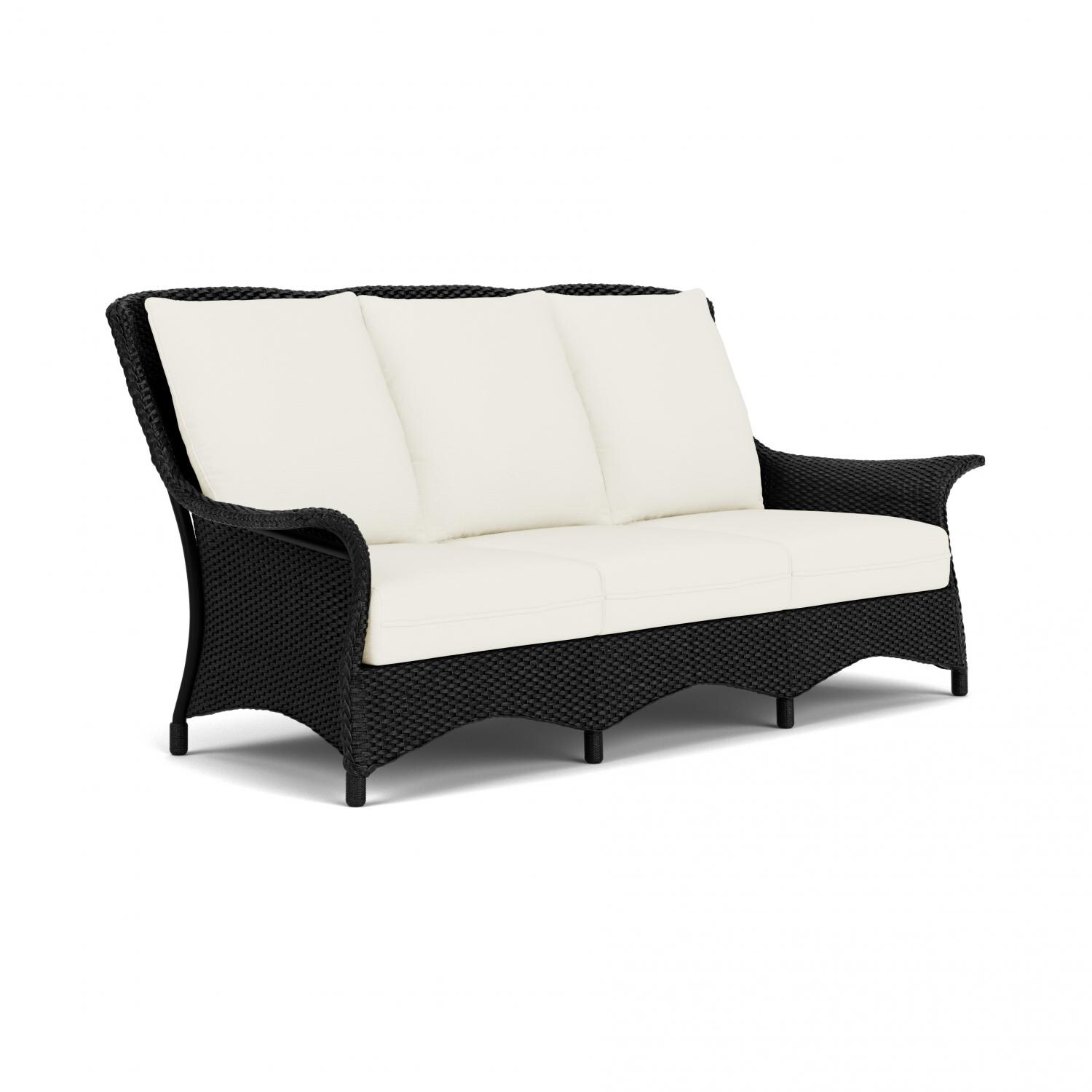 Lloyd Flanders Mandalay Sofa in Ebony Finish with Sailcloth Salt fabric - Angled thumbnail
