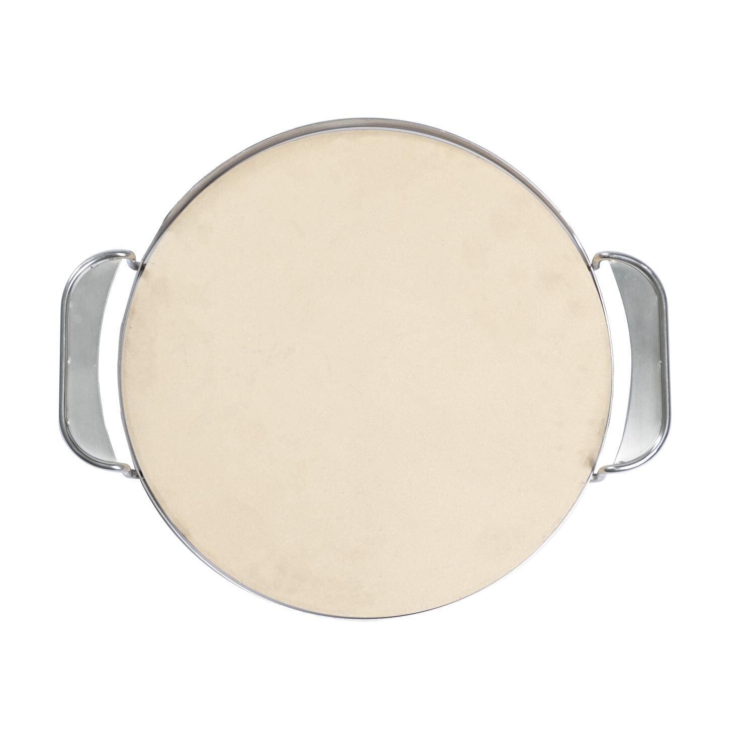 BBQGuys Signature BBQ-KPZ-16 Ceramic Pizza Stone With Stainless Steel Carry Rack - Top View thumbnail