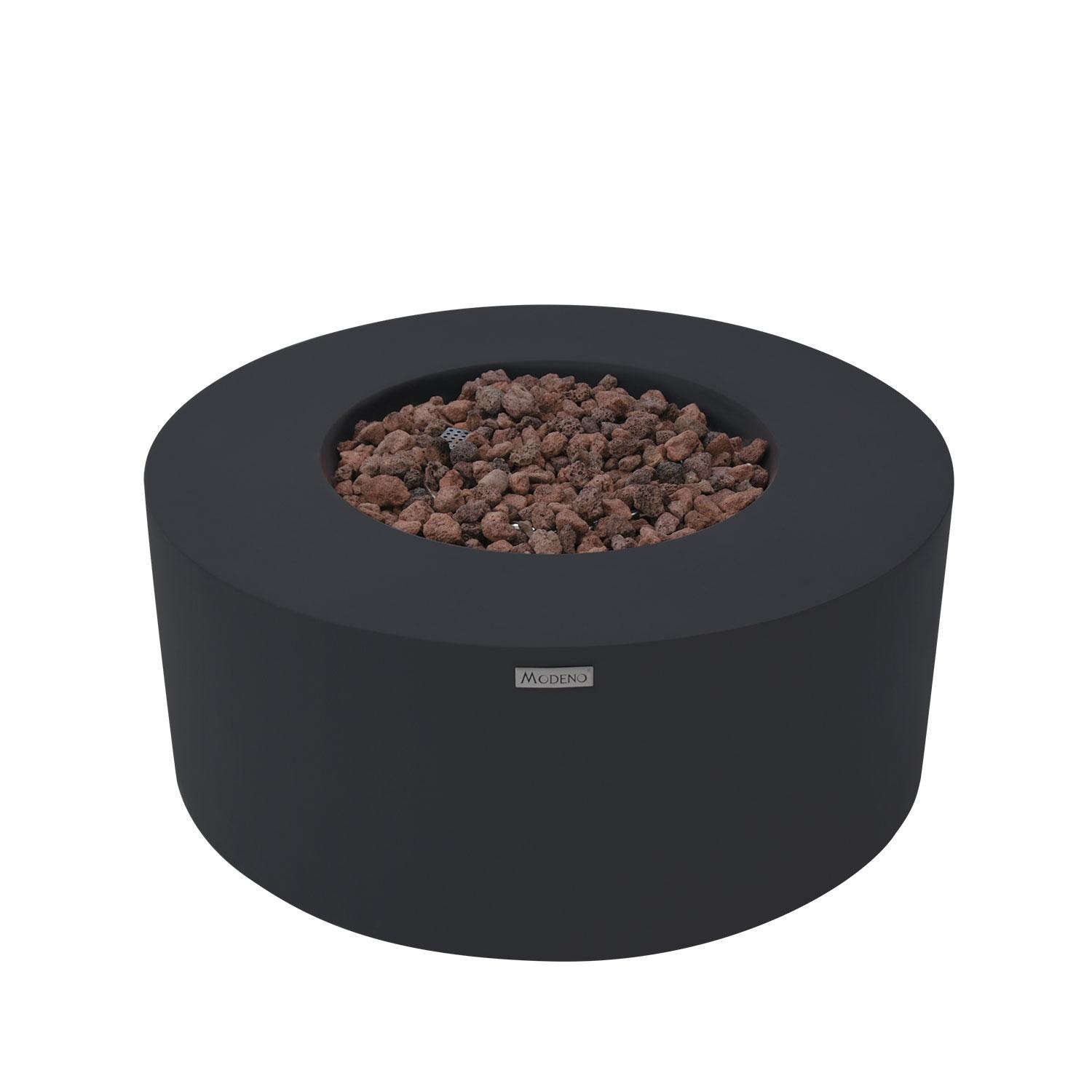 Venice OFG113-LP 34 Inch Round Concrete Propane Fire Pit Table in Black By Elementi - Off - Detail thumbnail
