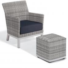 Argento 2 Piece Wicker Patio Seating Set W/ Ottoman By Oxford Garden - Midnight Blue image
