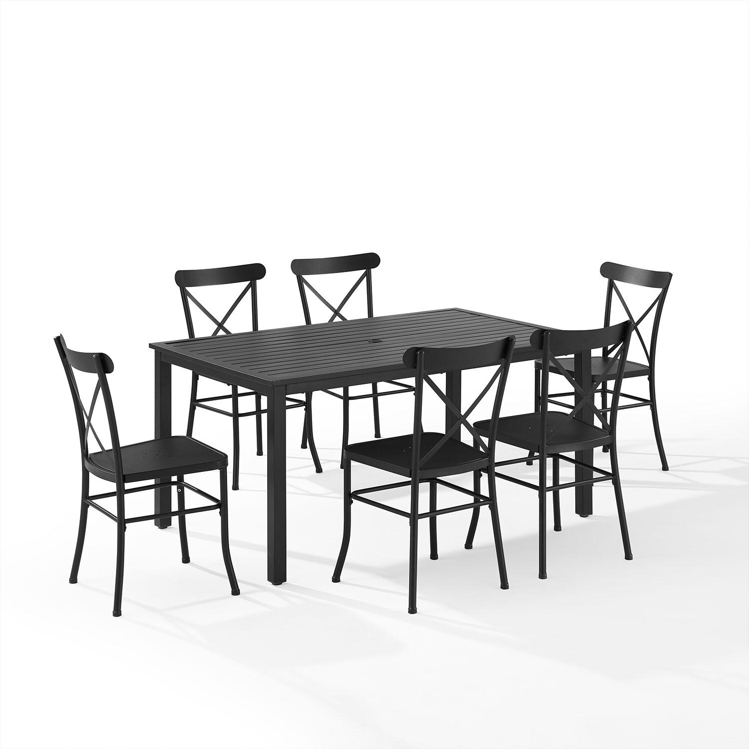 Ultimate Patio UP-92539MB 7Pc Outdoor Dining Set in Black - Display - White Background thumbnail