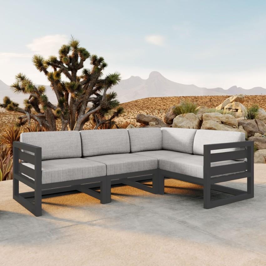 Misty Cove 4 Piece Sectional Set in Slate w/Cast Silver Cushions by Lakeview - On Patio - Lifestyle thumbnail