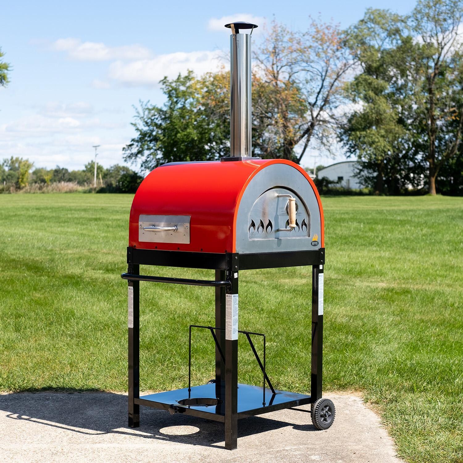 WPPO WKE-04WG-RED Traditional Dual Fueled 25-in Wood/Gas-Fired Oven - Red - Shown w/ Out Attachment - Lifestyle thumbnail