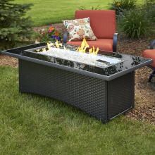 The Outdoor GreatRoom Company Montego 59-Inch Linear Propane Gas Fire Pit Table with 42-Inch Crystal Fire Burner - Absolute Black - MG-1242-BLK-K