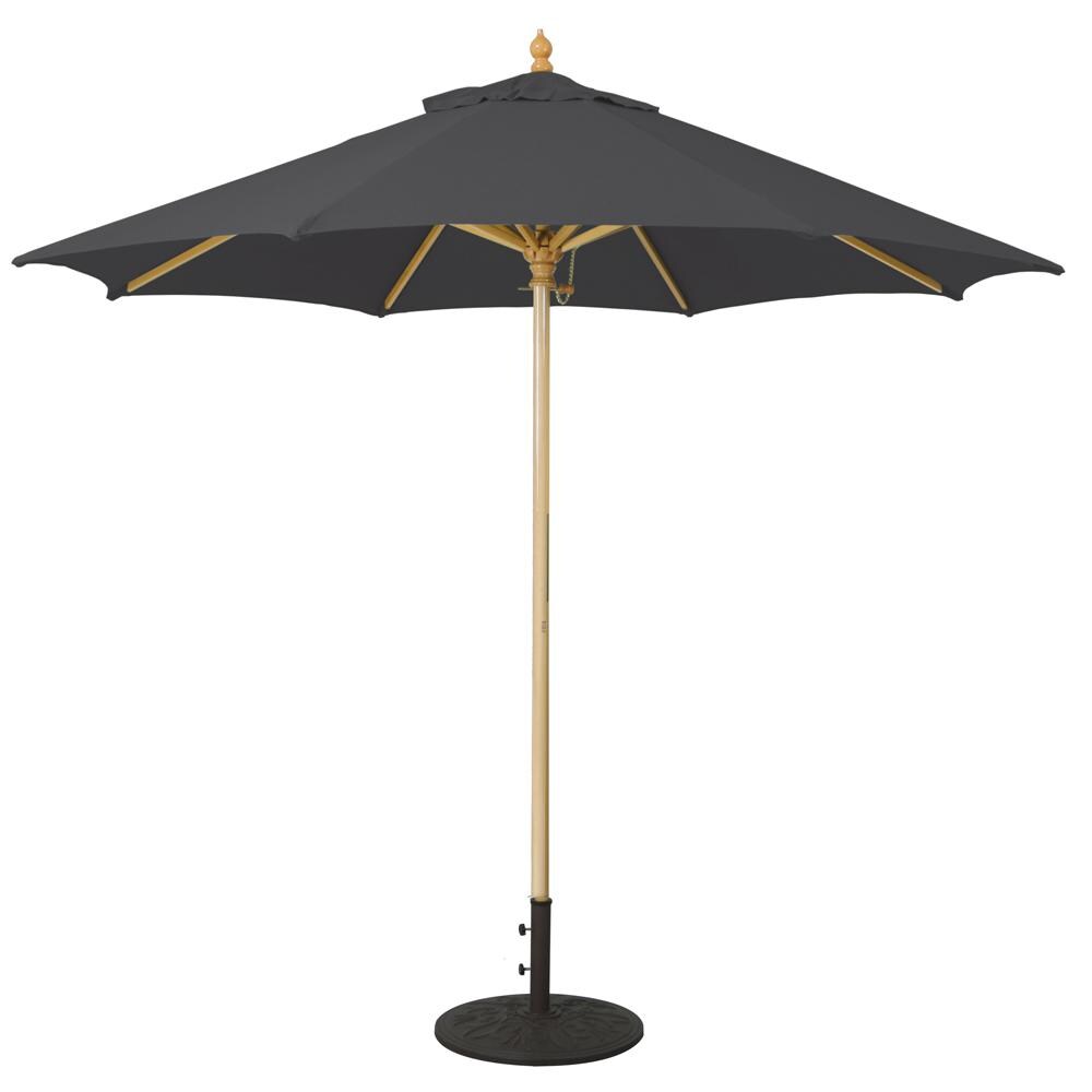Galtech 9 Ft. Octagonal Wood Patio Umbrella W/ Manual Lift - Light Wood Frame W/ Black Sunbrella Fabric thumbnail