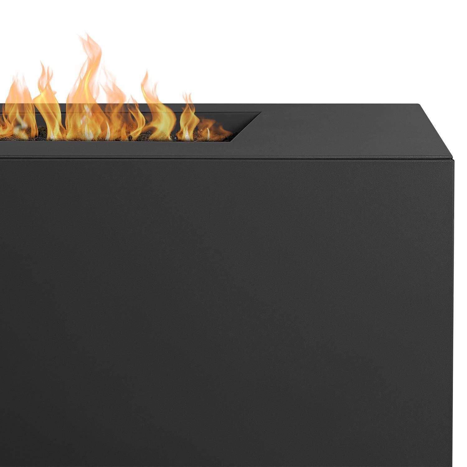 Covewood 4272LP-CHRC 58 Inch Rectangular Aluminum Propane Fire Pit Table in Charcoal by BBQGuys Signature - Close-Up - Detail thumbnail