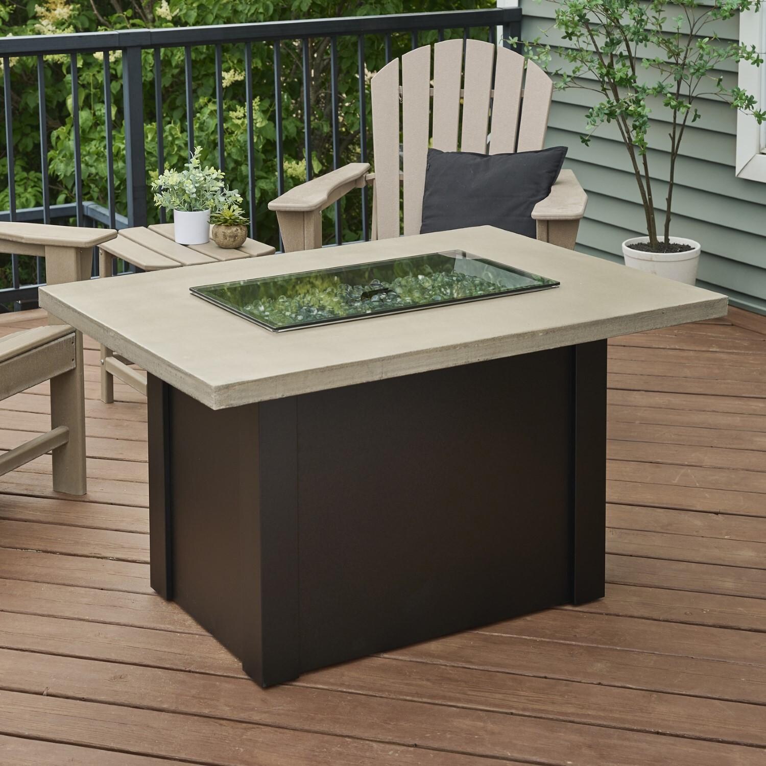 Havenwood 44 Inch Fire Pit Table W/ Pebble Grey Top & Black Base - Cover - Lifestyle thumbnail