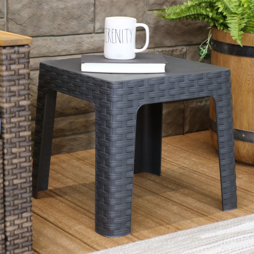 Sunnydaze Decor 18-Inch Square Patio Side Table - Gray - RBW-075 image