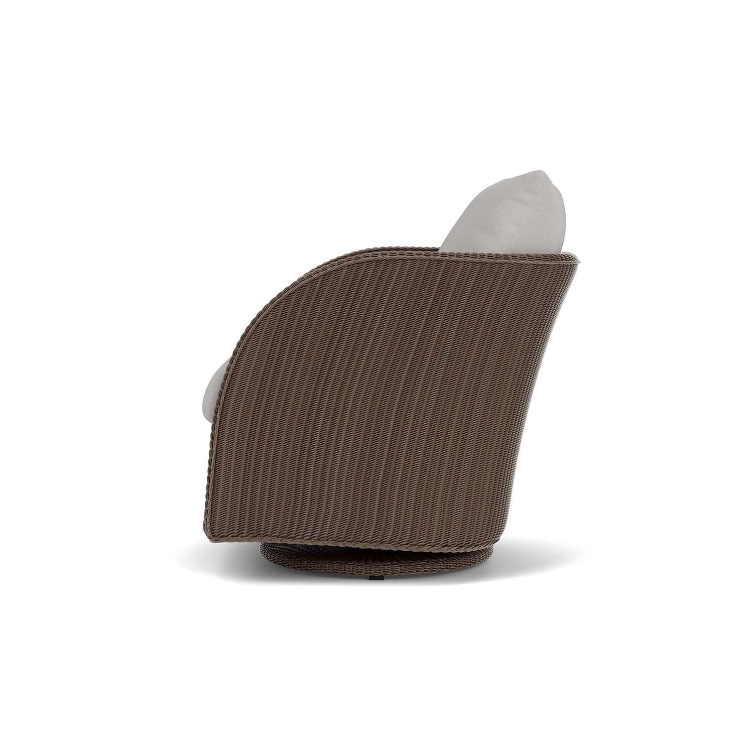 Lloyd Flanders Essence Swivel Glider Lounge Chair W/Tundra Dove Fabric - Bark Finish - Side thumbnail