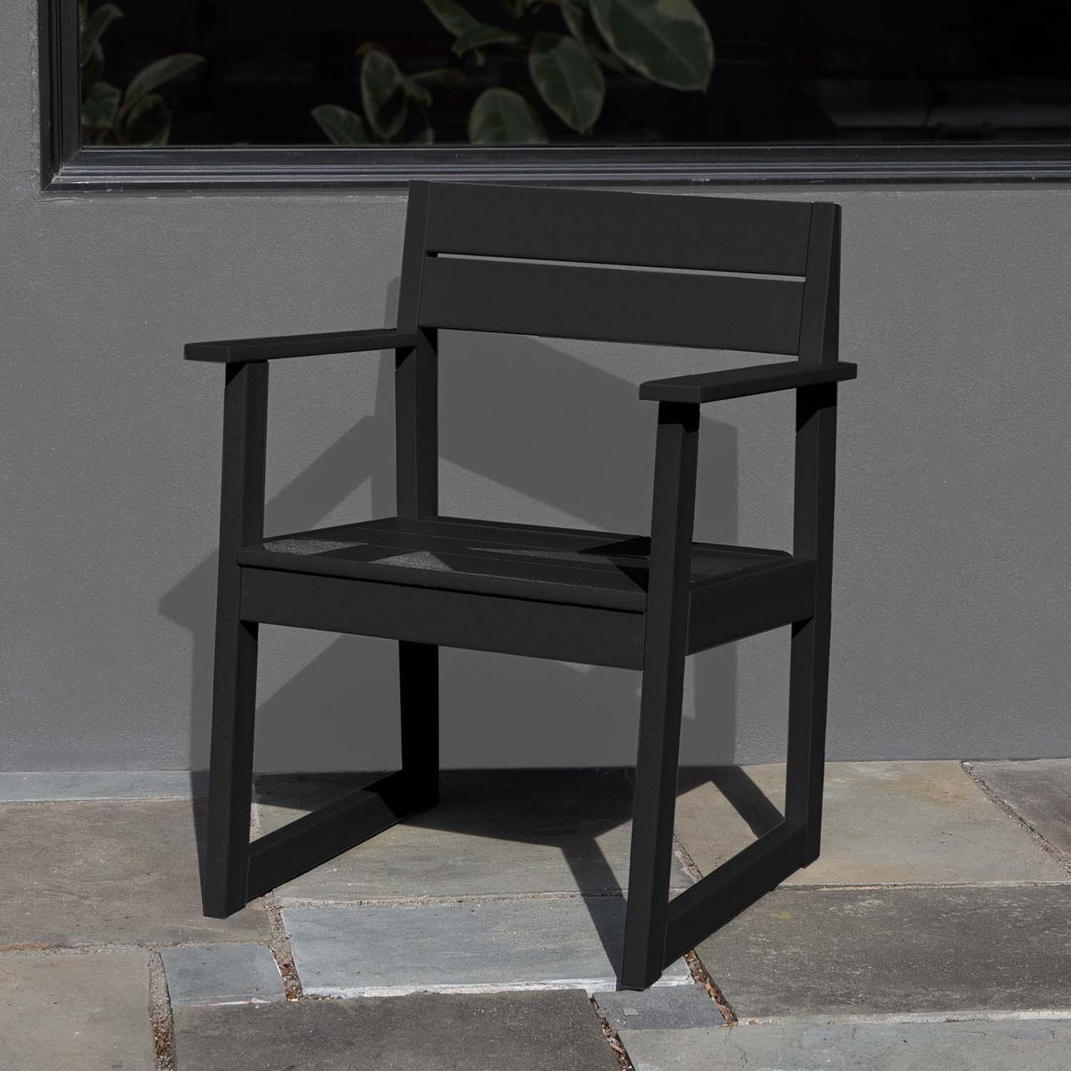 Hazel Cove Recycled Plastic Dining Arm Chair in Black Sand by Lakeview Outdoor Designs