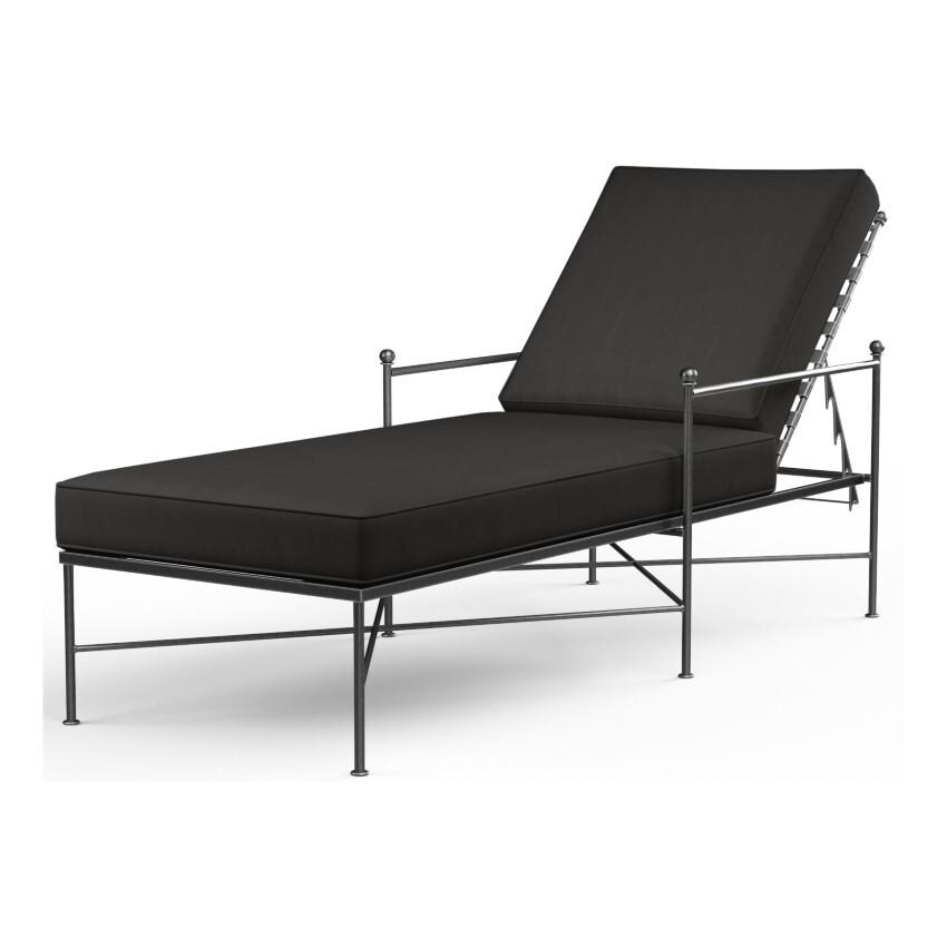 Provence Wrought Iron Chaise Lounge in Pewter/Spectrum Carbon by Sunset West