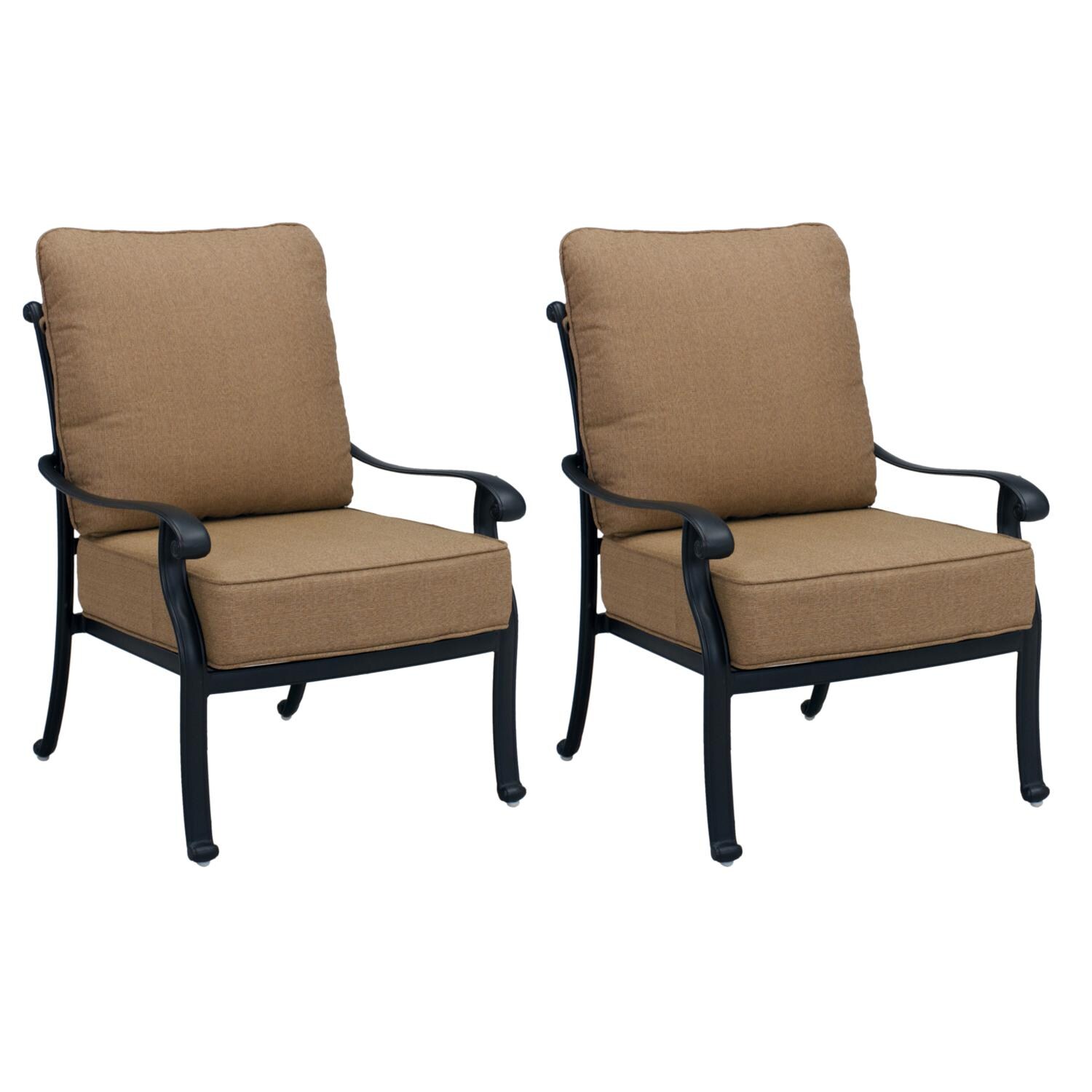 Darlee 201668-1-2 Capri 2 Piece Cast Aluminum Patio Club Chair Set W/ Sesame Polyester Cushions thumbnail