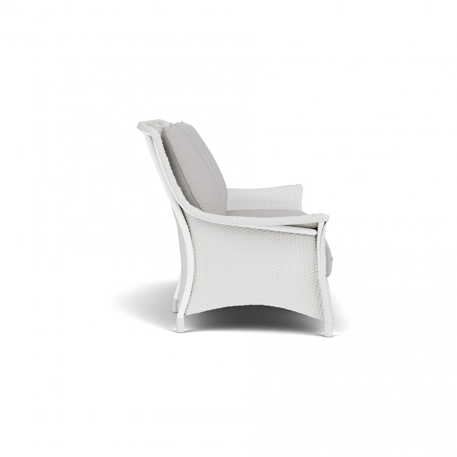 Lloyd Flanders Mandalay Sofa in Matte White Finish with Tundra Dove fabric - Side thumbnail