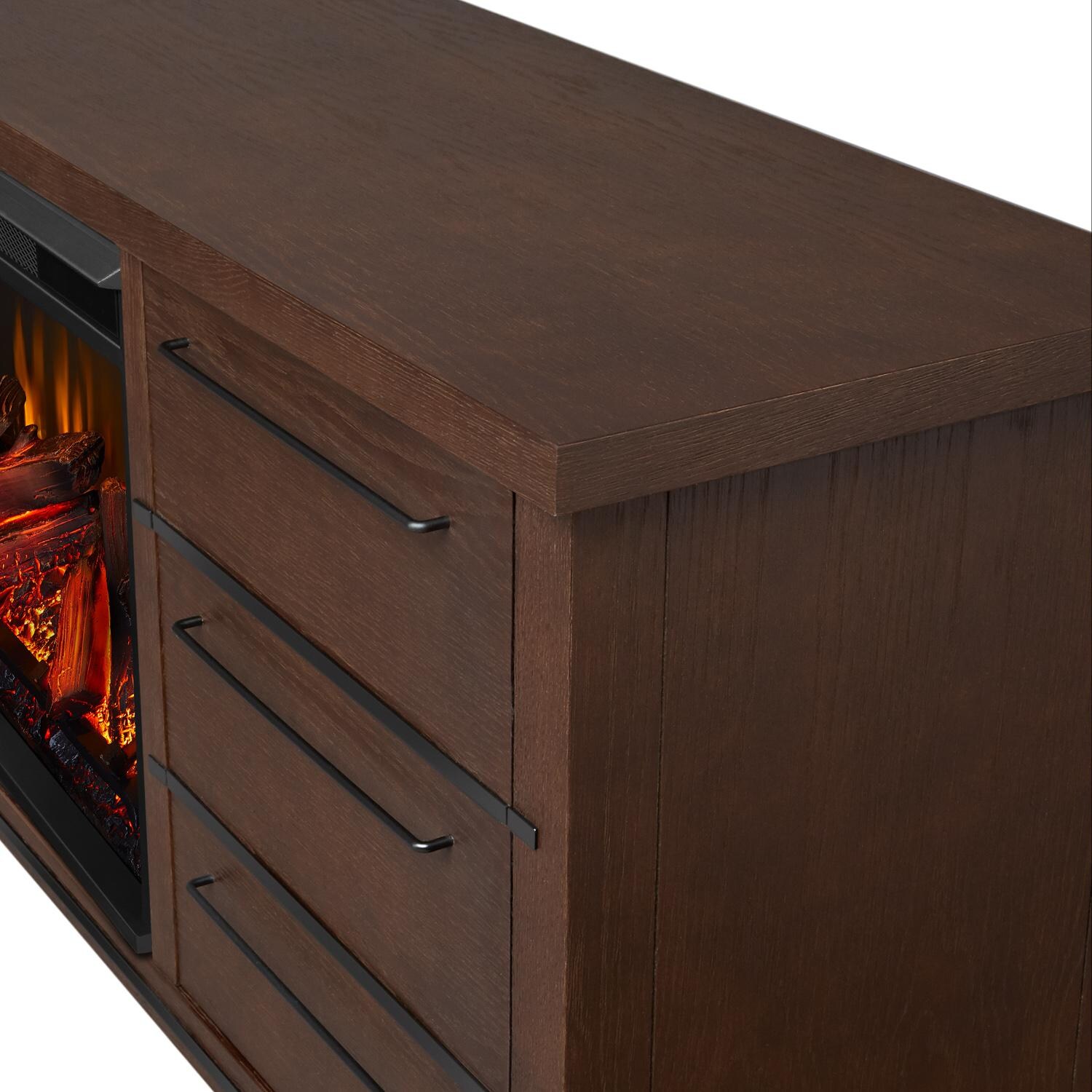 Real Flame - 8280E-CO - Parsons 67-Inch Electric Fireplace Entertainment Center - Chestnut Oak - Corner Detail thumbnail