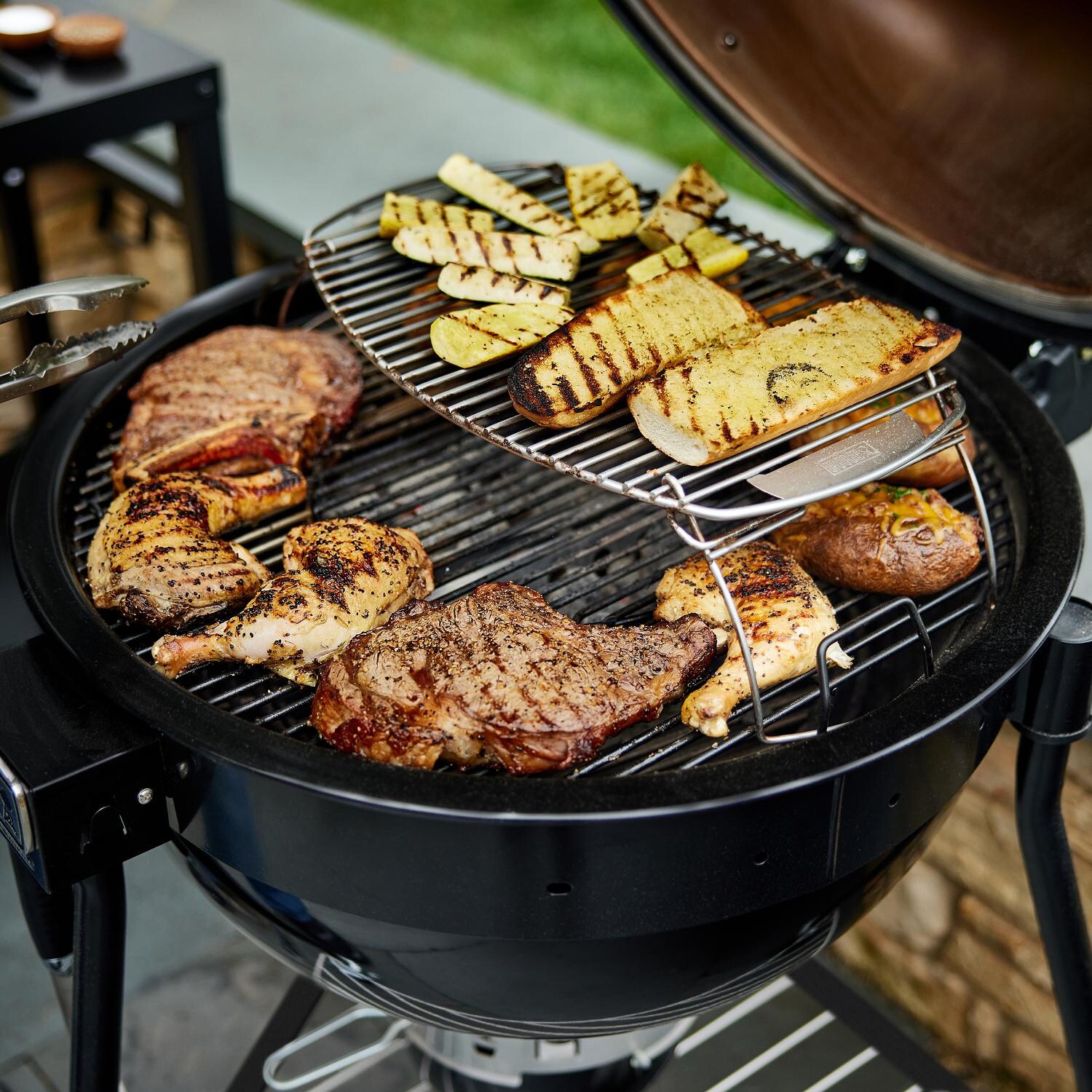 Weber - 18201001 - Summit 24-Inch Kamado E6 Charcoal Grill with Stand - Food Loaded On Grates thumbnail