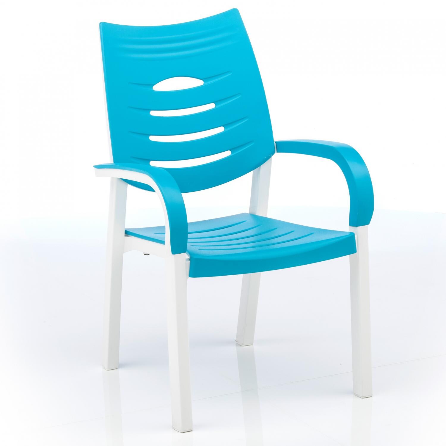 KETTLER Happy Resin Patio Dining Arm Chair Turquoise BBQGuys