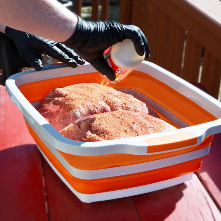 Drip EZ Pork Shoulder Bundle - Orange - Prep Tub In Use thumbnail