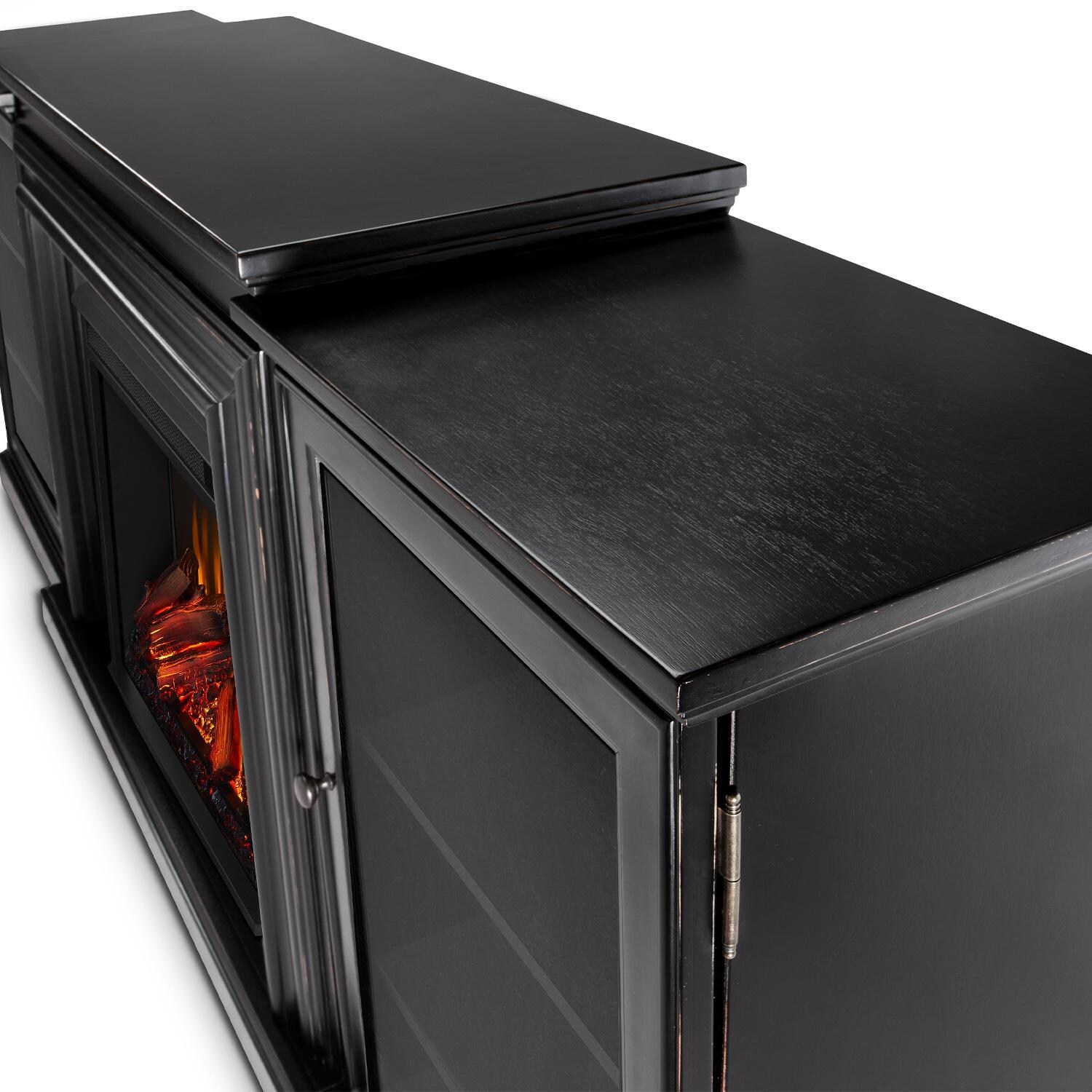 Real Flame - 7740E-BW - Frederick 72-Inch Electric Fireplace Entertainment Center - Blackwash - Corner Detail thumbnail