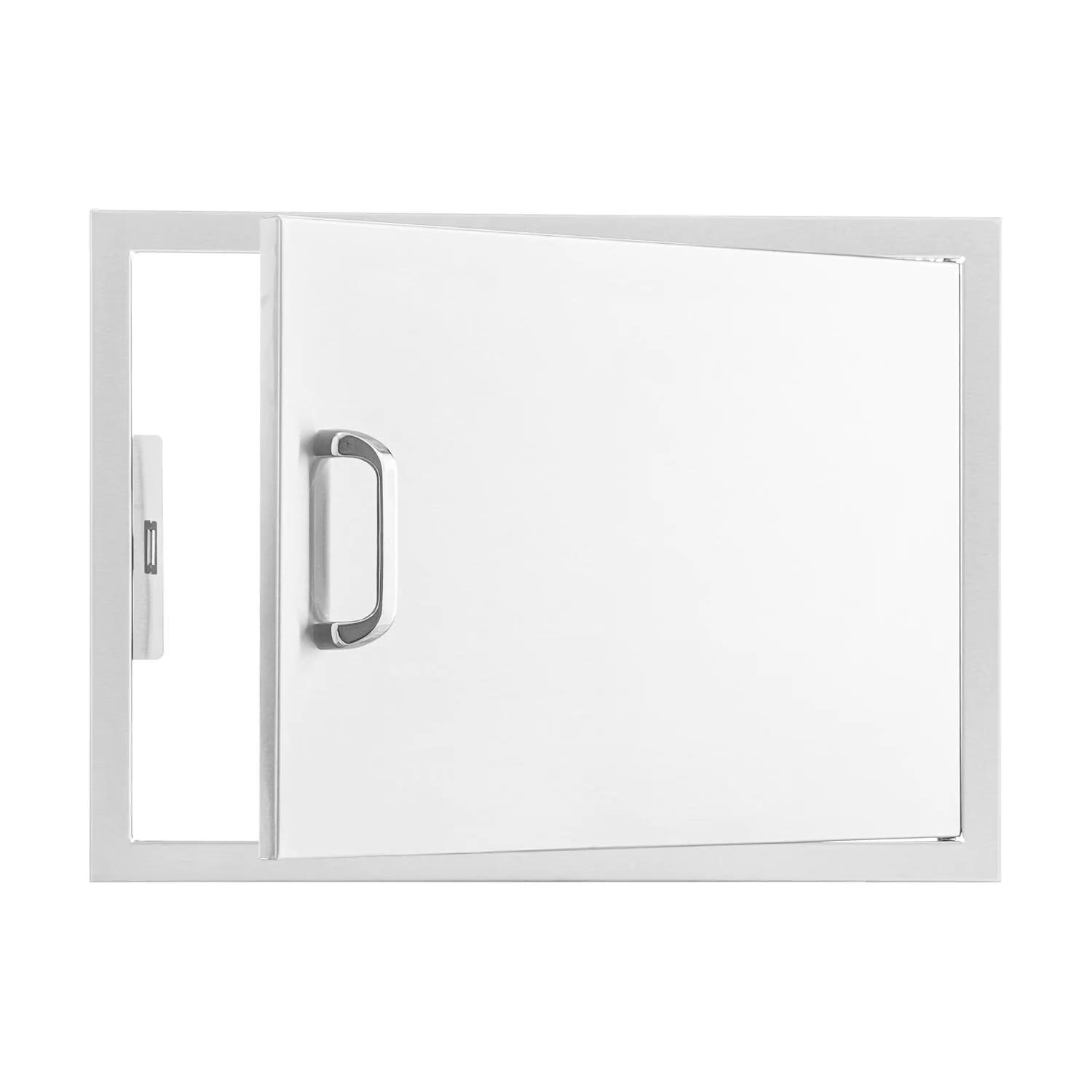 BBQGuys Signature 28-Inch Stainless Steel Reversible Single Access Door - Horizontal - Door Open - White Background thumbnail