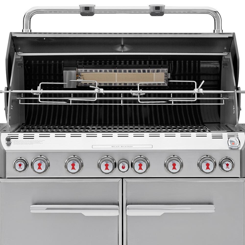 Weber Summit Grill Center Freestanding Natural Gas Grill - Black - Hood Open With Rotisserie thumbnail