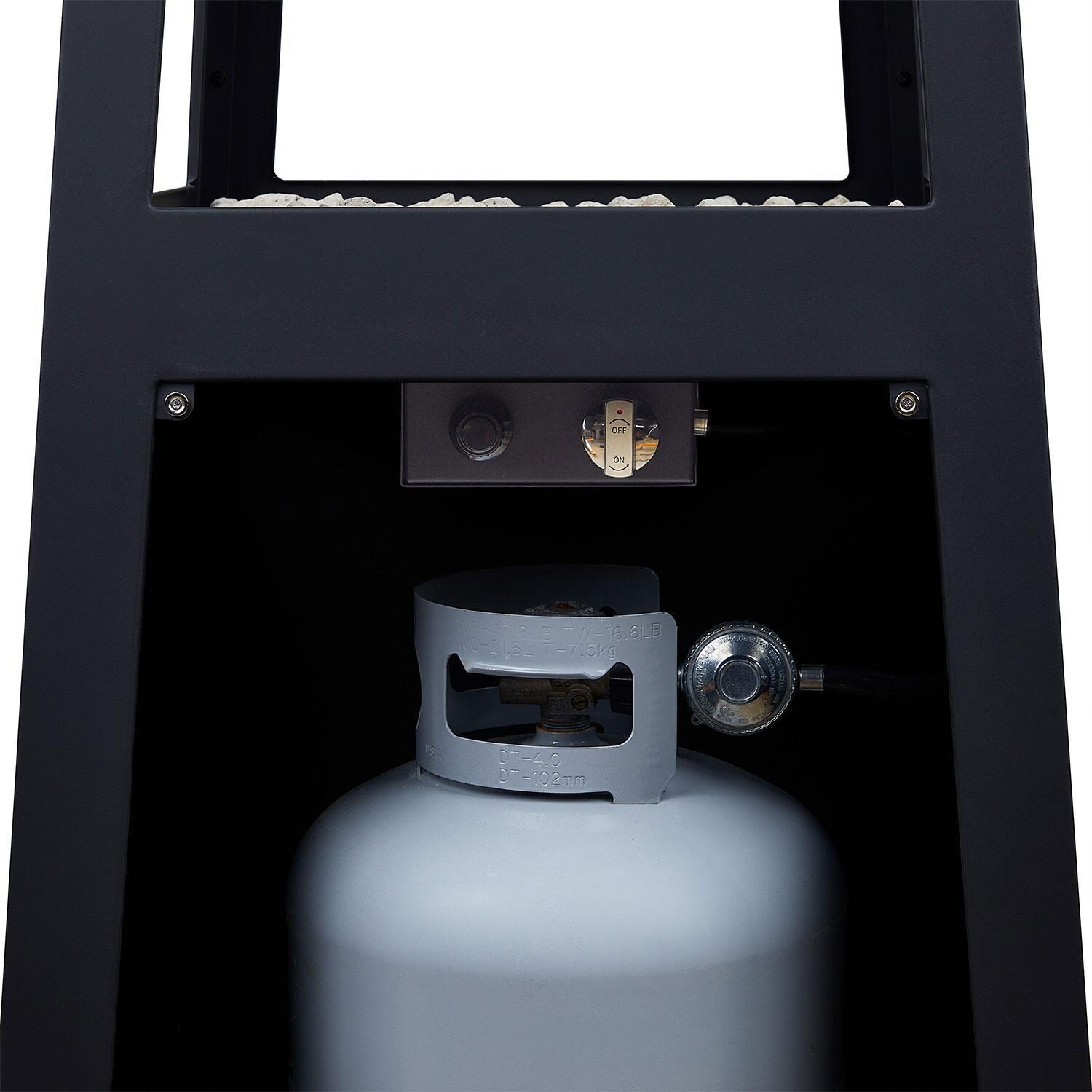 Metal Chiminea 70 Inch Square Fire Pit W/ Hidden Propane Tank in Black by Lakeview Outdoor Designs - Control Panel - White Background thumbnail
