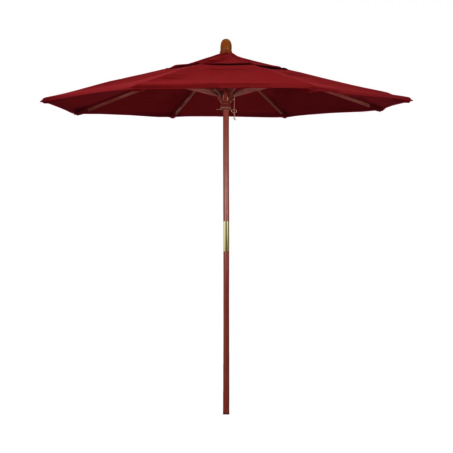 California Umbrella 7.5 Ft Octagonal Hardwood Patio Umbrella W/ Push Lift & Hardwood Ribs - Olefin Red Canopy thumbnail