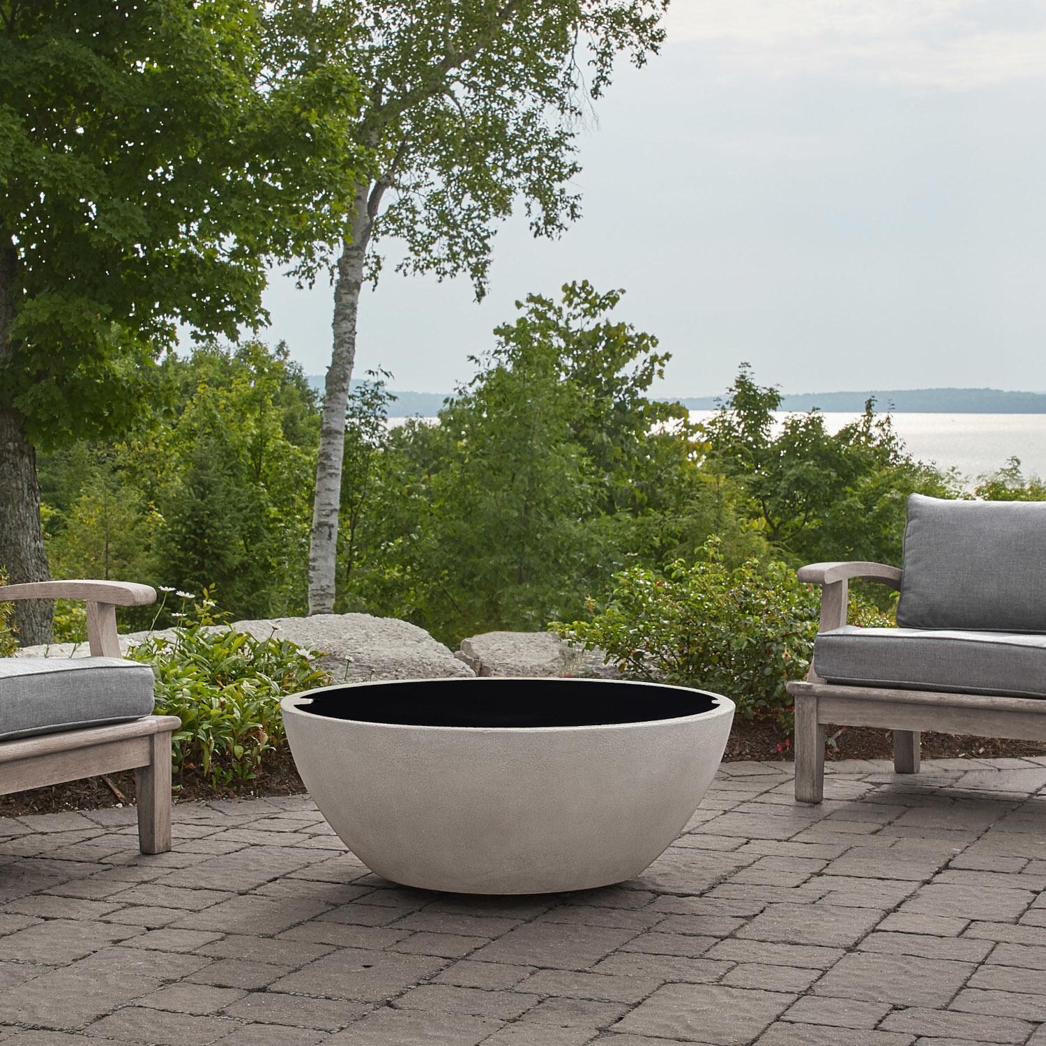 BBQGuys Signature 358-BK 34-Inch Round Aluminum Fire Bowl Lid - Fits 38-Inch Dustyview Fire Bowls - Black - Lifestyle thumbnail