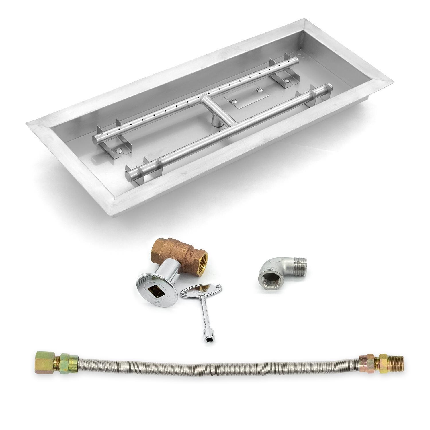 BBQGuys Signature 24-Inch Rectangular Drop-In Pan W/ 19-Inch Natural Gas H-Burner & Connection Kit image