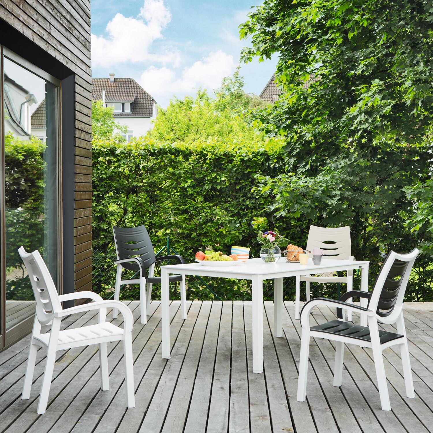 Kettler Happy Resin Patio Dining Arm Chair - Anthracite - At the Table thumbnail