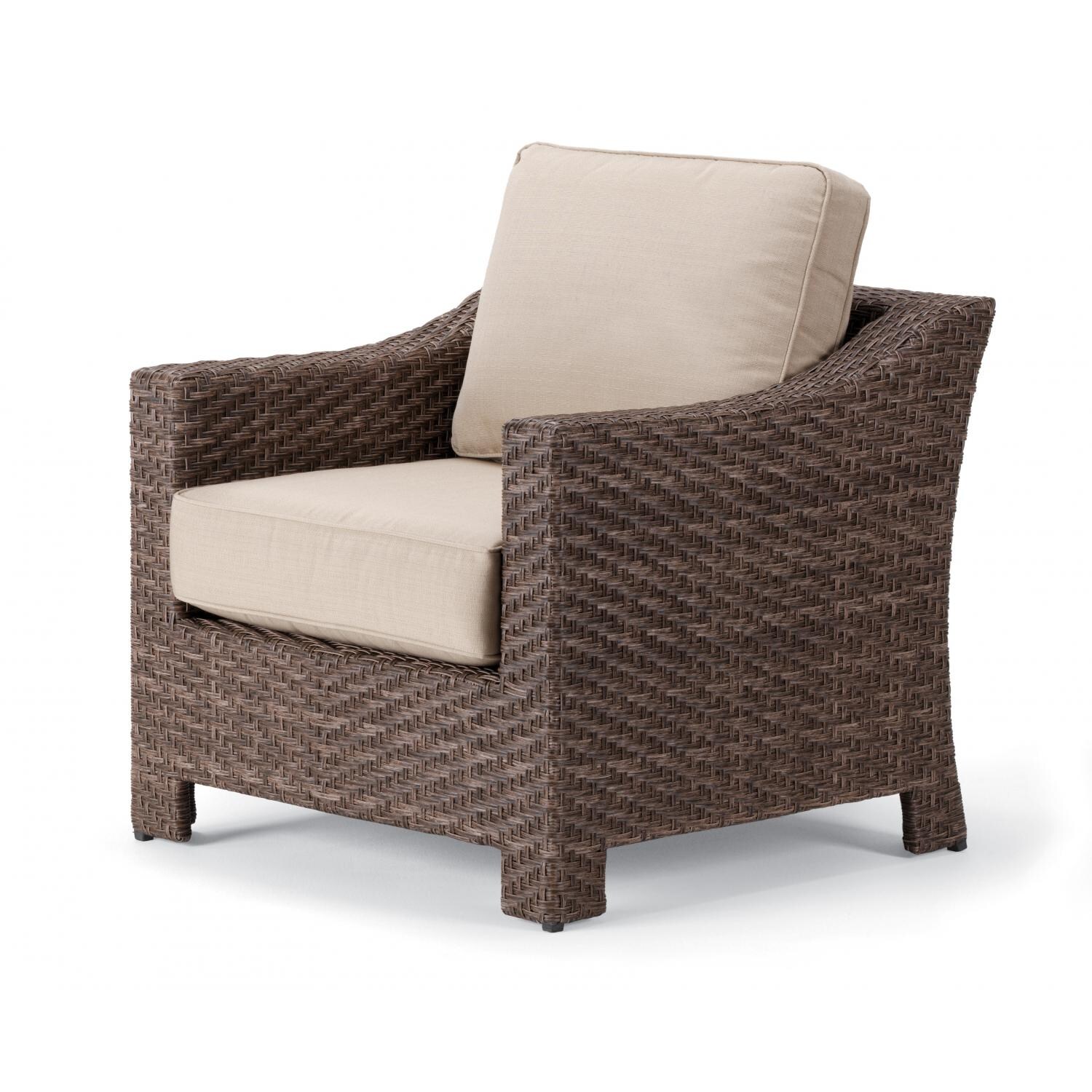 Lake Shore Wicker Patio Club Chair By Telescope Casual - Driftwood/Linen Champagne
